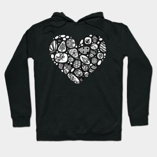 Decorative Heart Symbol from Sea Pebbles with Ornaments Hoodie